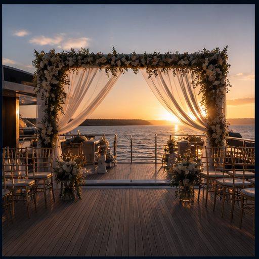 Luxury wedding celebration on a yacht in Perth